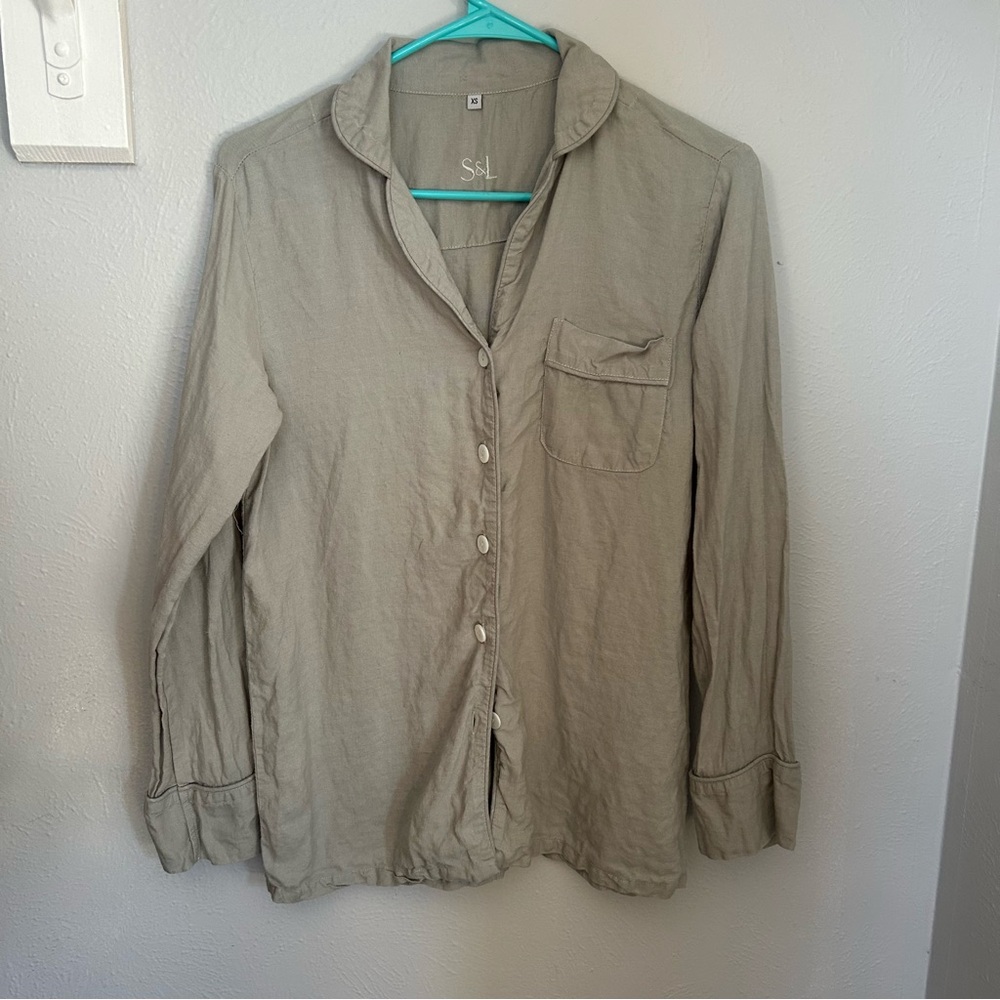 Positano linen pajama top Serena & Lily size XS loungewear